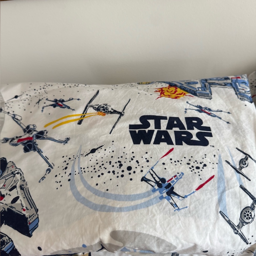 Pottery Barn Kids Star Wars Pillowcase - White, Blue, Red, Yellow